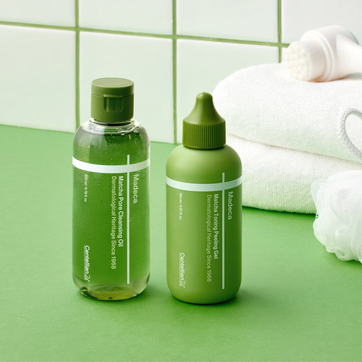 Matcha Cleansing Set | Foam, Oil & Peeling Gel + Free Botanic Cleansing Balm